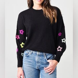 27 Miles Malibu Black Sweater with Vibrant Star Details